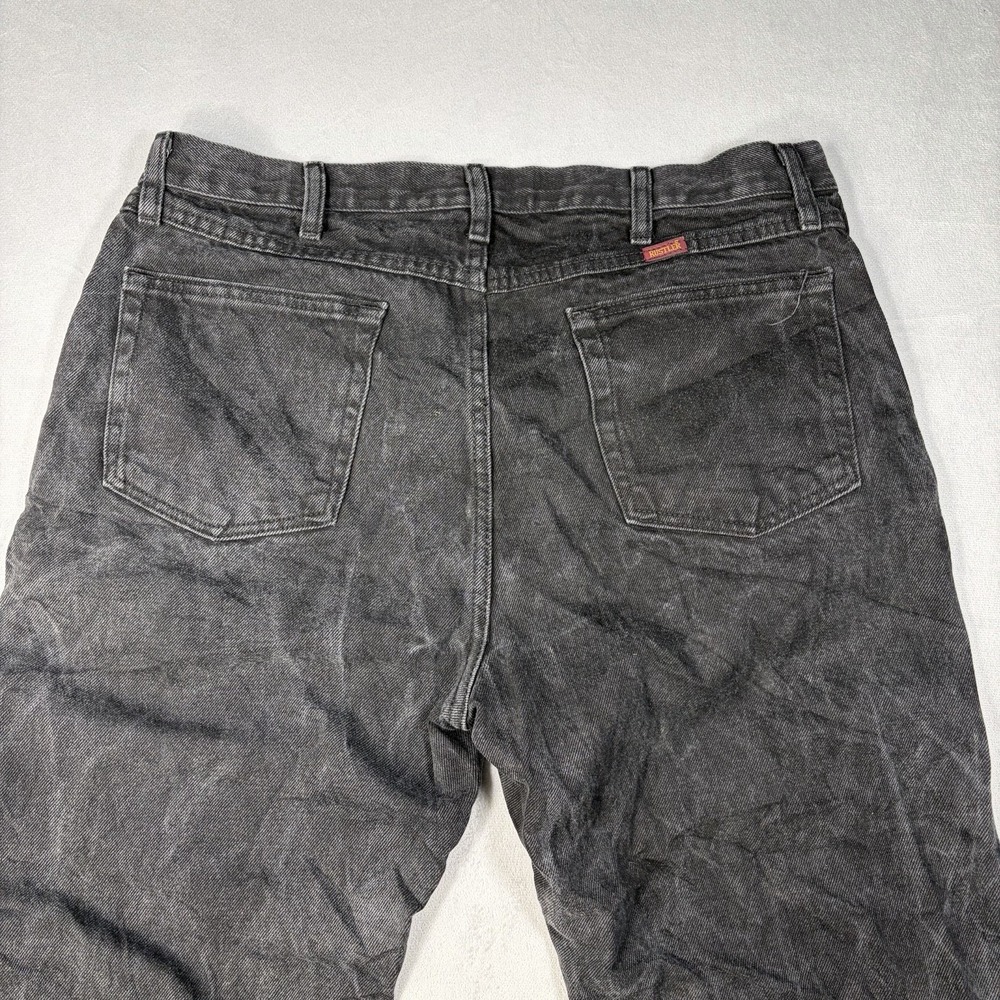 Vintage Rustler Jeans Men's Size 38x29 Black Faded Splattered Denim Straight - Picture 4 of 10